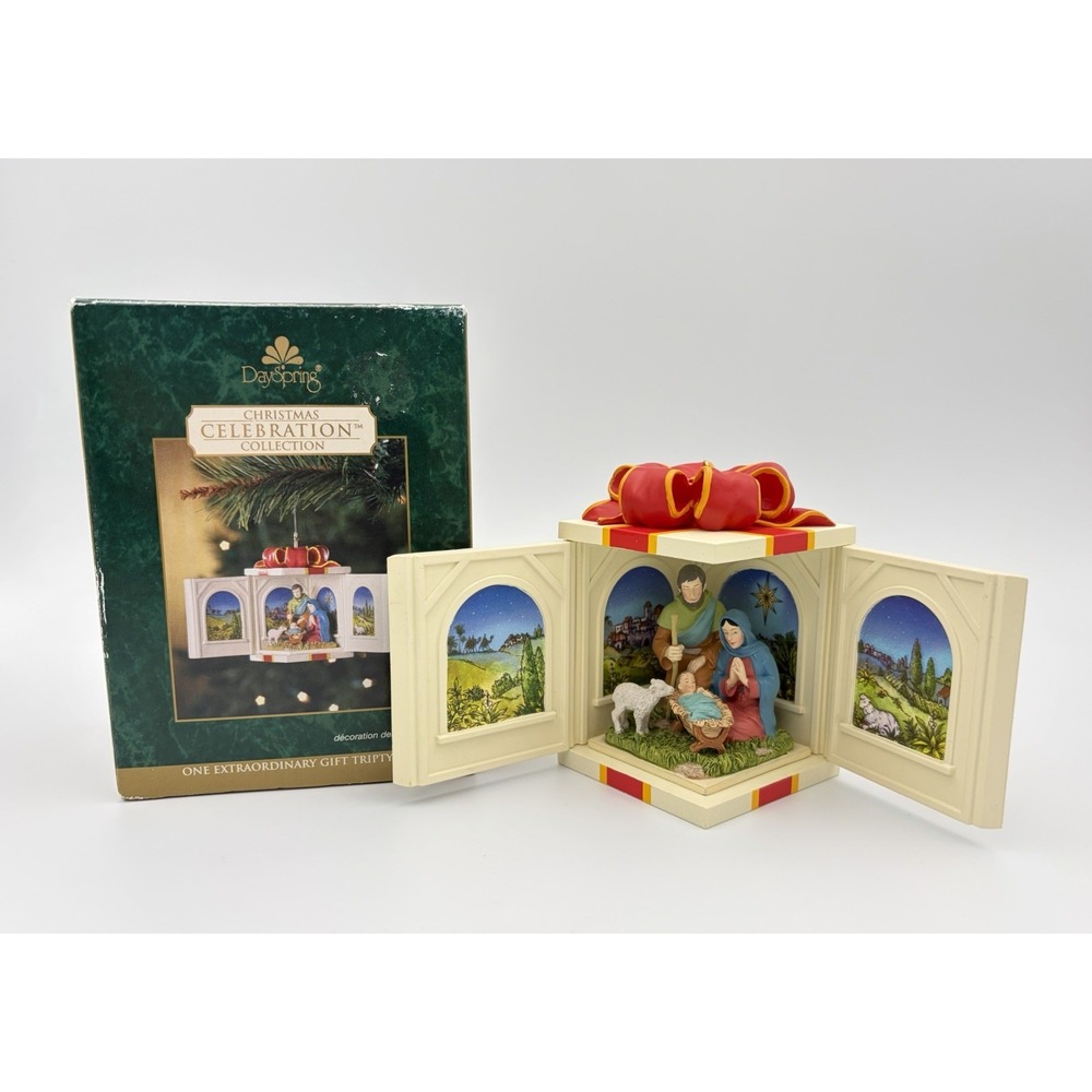 DaySpring Christmas Celebration Triptych Nativity Ornament Gift Box 16789